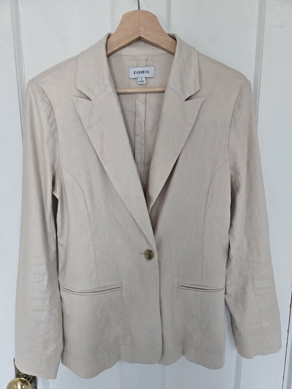 Evereve Womens Brandi Linen Blend Blazer Size S Coastal Minimalist Cream Neutral